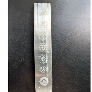 7.5" Selenite Chakra Charging Plate Etched 7 Chakras Crystal Cleansing Wand